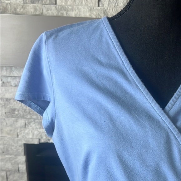 Eileen Fisher Blue Midi Sundress Hi Low with Ruched V-neck - Picture 3 of 12